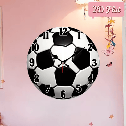 NEW Soccer Ball Clock 10 Inch 2d Flat - FranksFunkyStuff