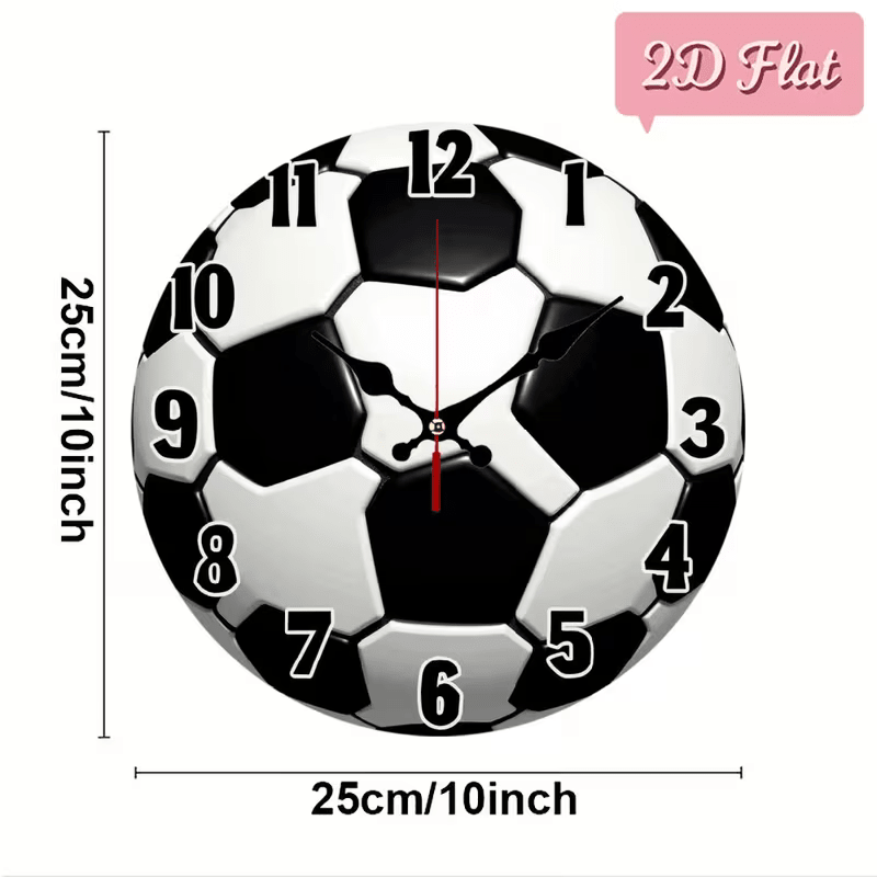 NEW Soccer Ball Clock 10 Inch 2d Flat - FranksFunkyStuff