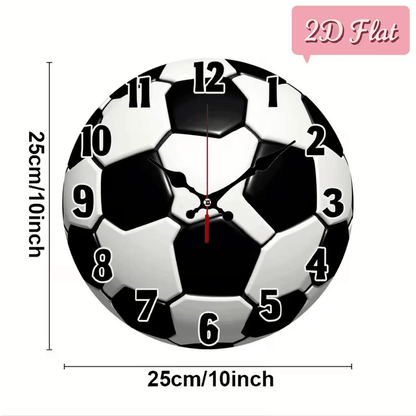NEW Soccer Ball Clock 10 Inch 2d Flat - FranksFunkyStuff