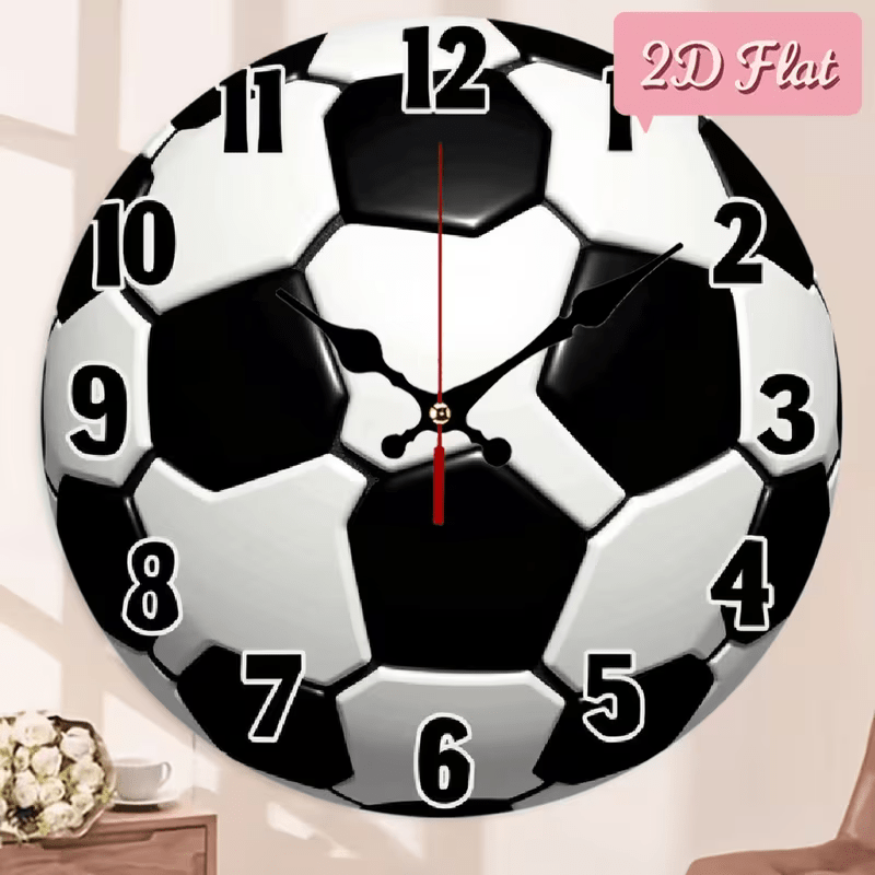 NEW Soccer Ball Clock 10 Inch 2d Flat - FranksFunkyStuff