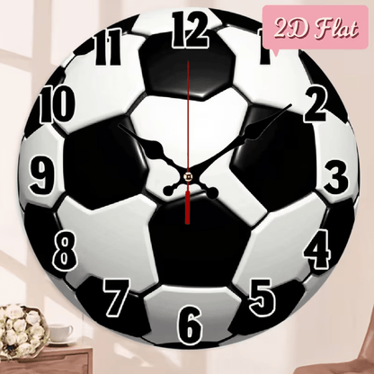 NEW Soccer Ball Clock 10 Inch 2d Flat - FranksFunkyStuff