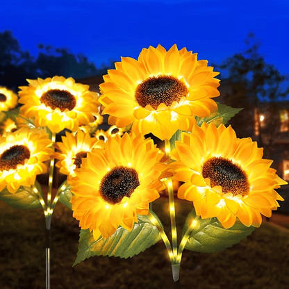 NEW Solar Sunflower Garden Light Outdoor Garden Decoration, 3 Flowers , 1 Stem - FranksFunkyStuff