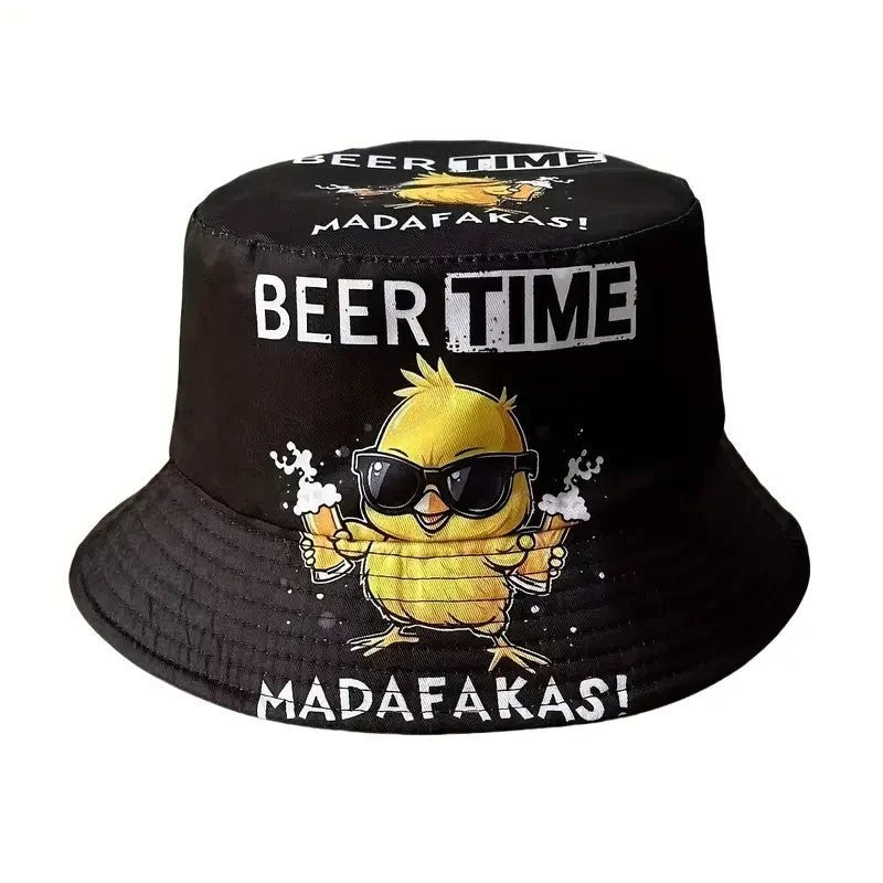 NEW Summer "Beer Time" Print Reversible Bucket Hat - FranksFunkyStuff