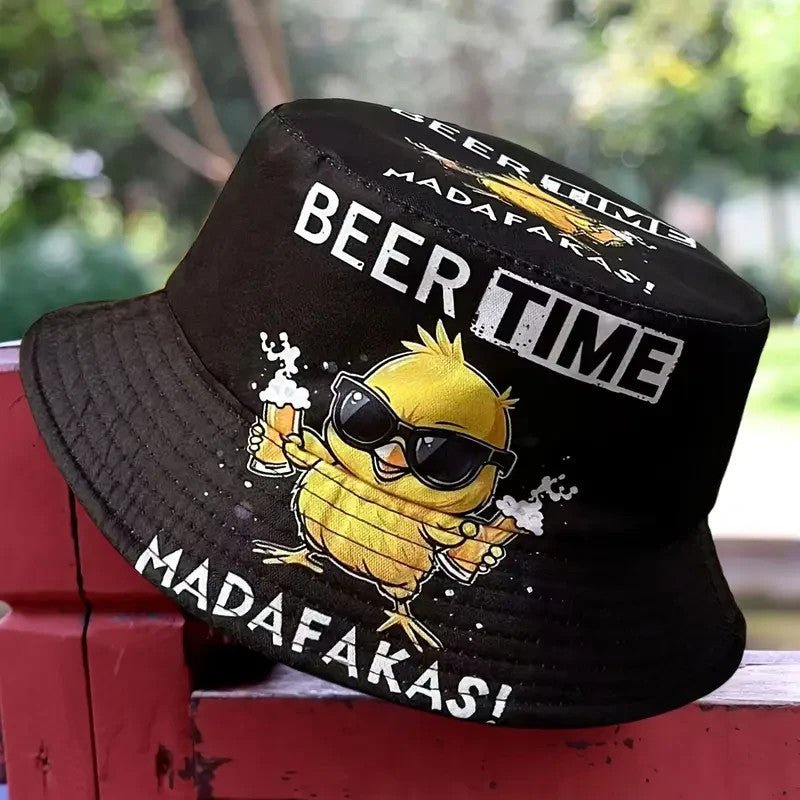 NEW Summer "Beer Time" Print Reversible Bucket Hat - FranksFunkyStuff