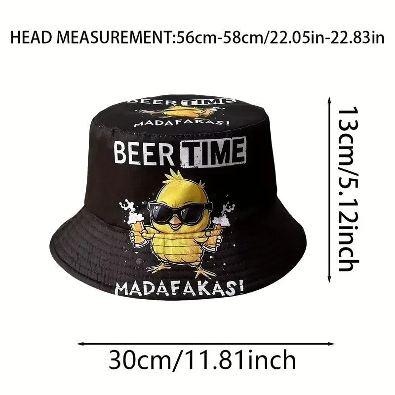 NEW Summer "Beer Time" Print Reversible Bucket Hat - FranksFunkyStuff