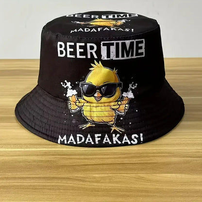 NEW Summer "Beer Time" Print Reversible Bucket Hat - FranksFunkyStuff