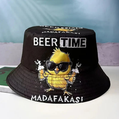 NEW Summer "Beer Time" Print Reversible Bucket Hat - FranksFunkyStuff