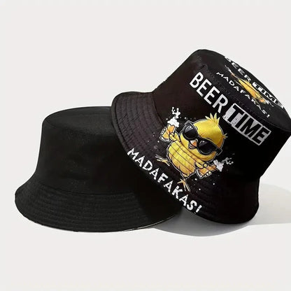 NEW Summer "Beer Time" Print Reversible Bucket Hat - FranksFunkyStuff