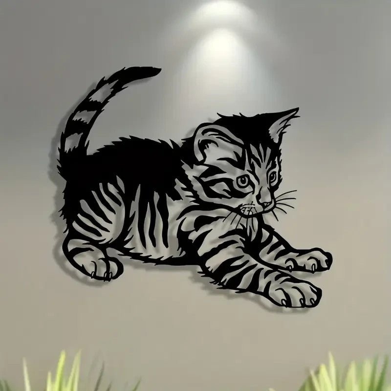 NEW Tabby Cat Life Like Metal Silhouette - FranksFunkyStuff