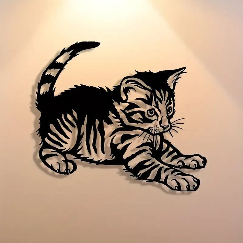 NEW Tabby Cat Life Like Metal Silhouette - FranksFunkyStuff
