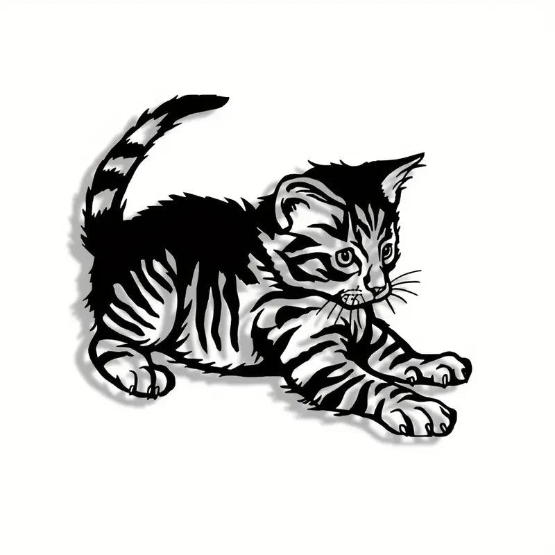 NEW Tabby Cat Life Like Metal Silhouette - FranksFunkyStuff