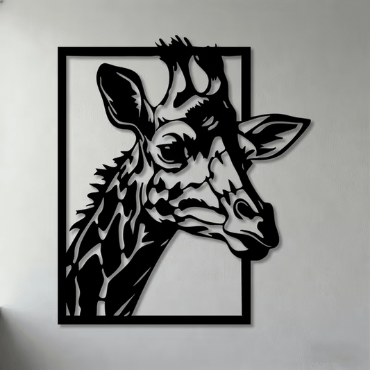 NEW Two-Dimensional Metal Wall Art Featuring a Giraffe Head - FranksFunkyStuff