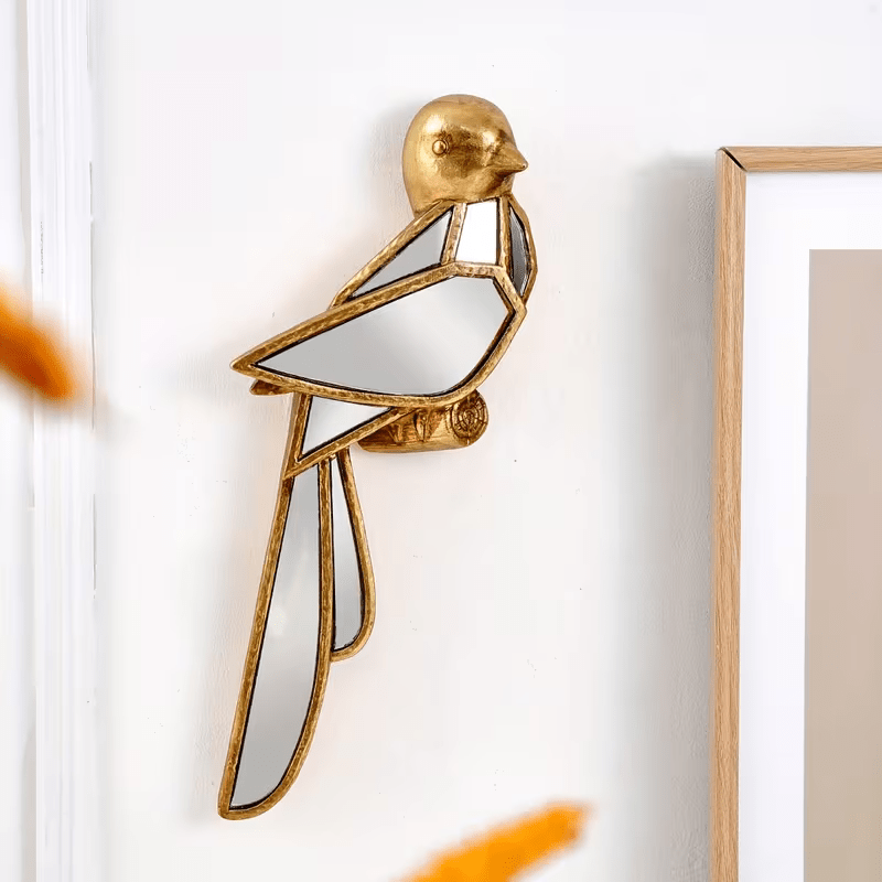NEW Unique Bird-Shaped Resin Wall Art with Mirror Accents - FranksFunkyStuff