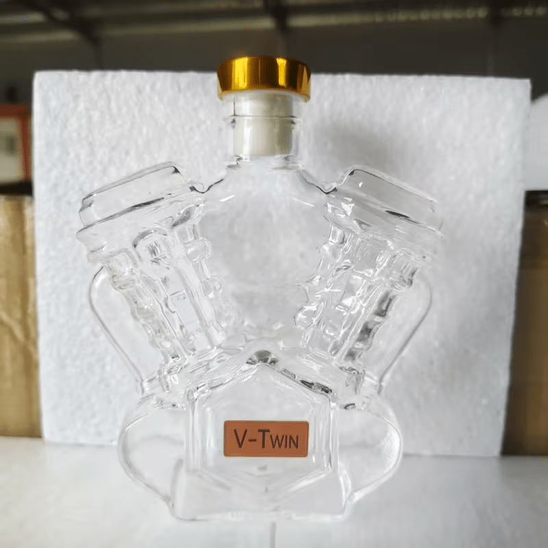New V Twin Whiskey Bottle, H.D. Pan Head Style Engine Whiskey Bottle - FranksFunkyStuff