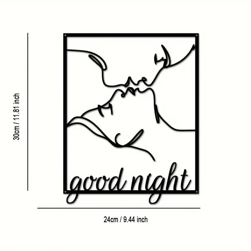 NEW Valentine Romantic Kissing Couple Goodnight Silohouette Metal Wall Art - FranksFunkyStuff