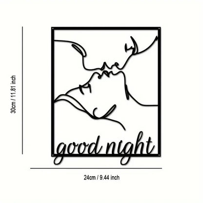 NEW Valentine Romantic Kissing Couple Goodnight Silohouette Metal Wall Art - FranksFunkyStuff