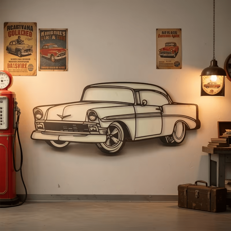 NEW Vintage 1956 Chevy Classic Metal Silhouette Wall Art - FranksFunkyStuff