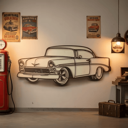 NEW Vintage 1956 Chevy Classic Metal Silhouette Wall Art - FranksFunkyStuff