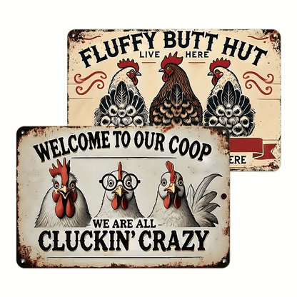 NEW Vintage Looking Chicken Wall Art Metal Signs (2) - FranksFunkyStuff