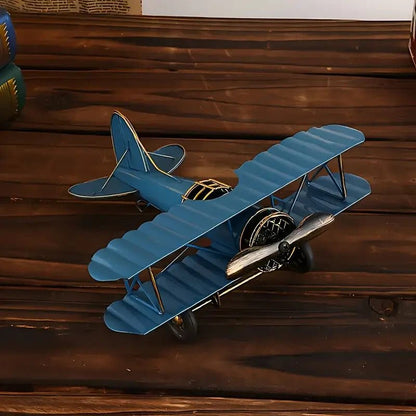 NEW Vintage Looking Metal Bi - plane Model - Classic Propeller Design - FranksFunkyStuff