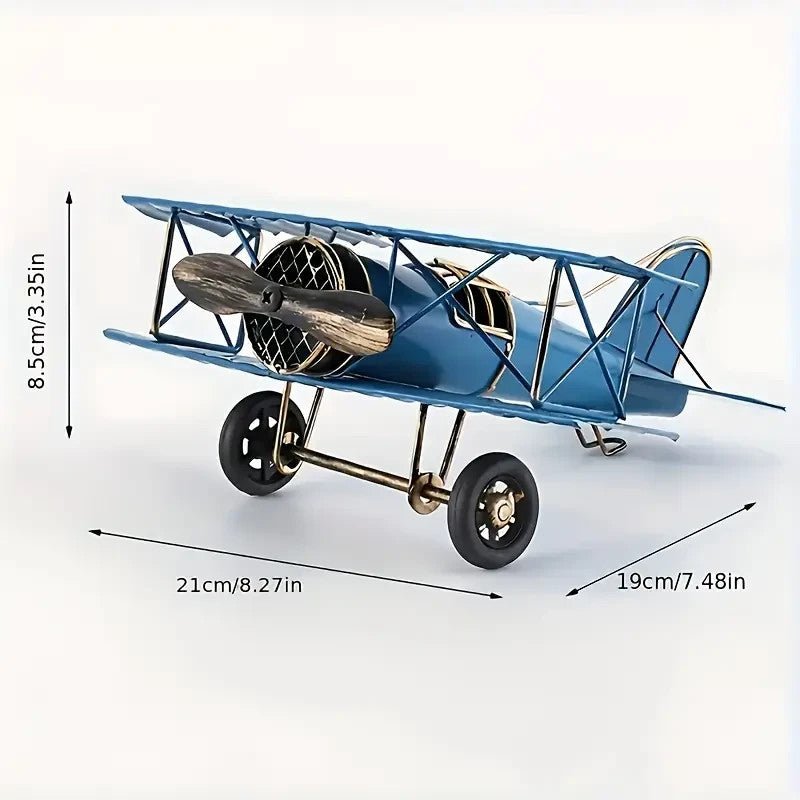 NEW Vintage Looking Metal Bi - plane Model - Classic Propeller Design - FranksFunkyStuff