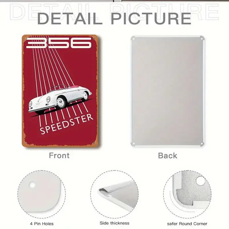 NEW Vintage Style 356 Speedster Metal Wall Art Sign - FranksFunkyStuff