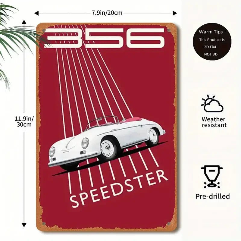 NEW Vintage Style 356 Speedster Metal Wall Art Sign - FranksFunkyStuff