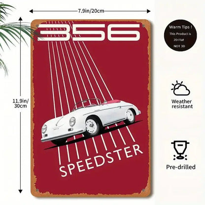 NEW Vintage Style 356 Speedster Metal Wall Art Sign - FranksFunkyStuff
