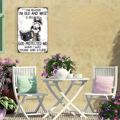 NEW Vintage Style God 'I'm Old and Wise' Metal Sign with Humorous Quote - FranksFunkyStuff