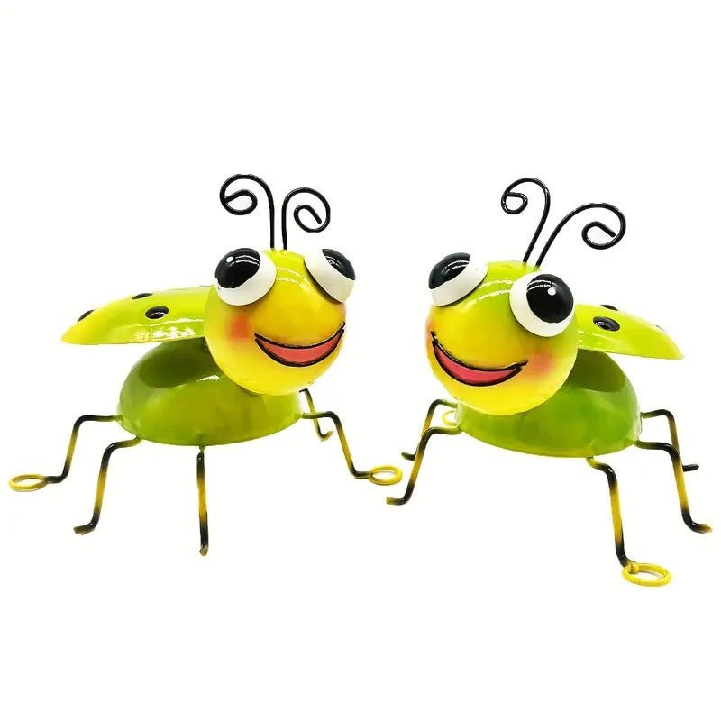 NEW Vintage Style Ladybugs, Metal Yard Art , Set of Two Bugs - FranksFunkyStuff