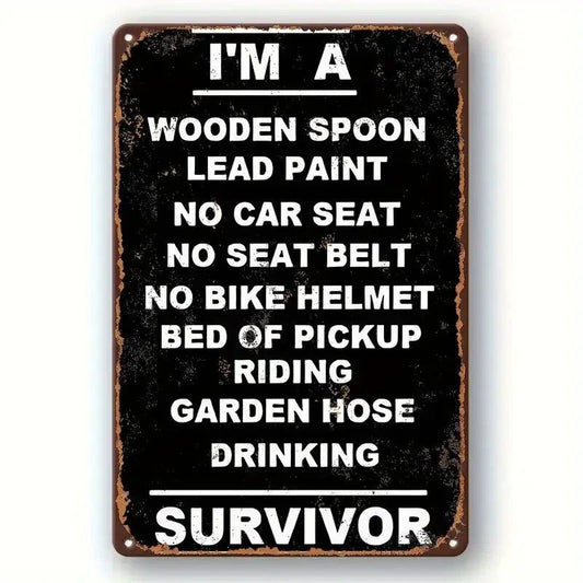 NEW Vintage Style Metal Sign "Survivor" Wall Art - FranksFunkyStuff
