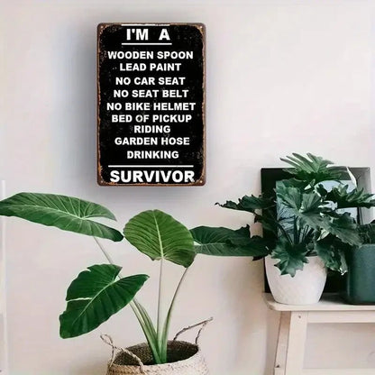 NEW Vintage Style Metal Sign "Survivor" Wall Art - FranksFunkyStuff