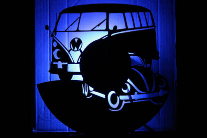 NEW Volkswagen Bus, Bug Light up Clock, Multi Color W/Wireless Remote Control - FranksFunkyStuff