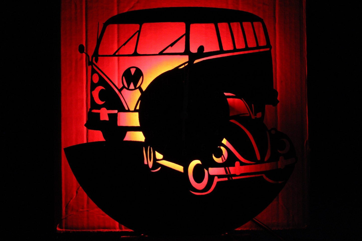 NEW Volkswagen Bus, Bug Light up Clock, Multi Color W/Wireless Remote Control - FranksFunkyStuff