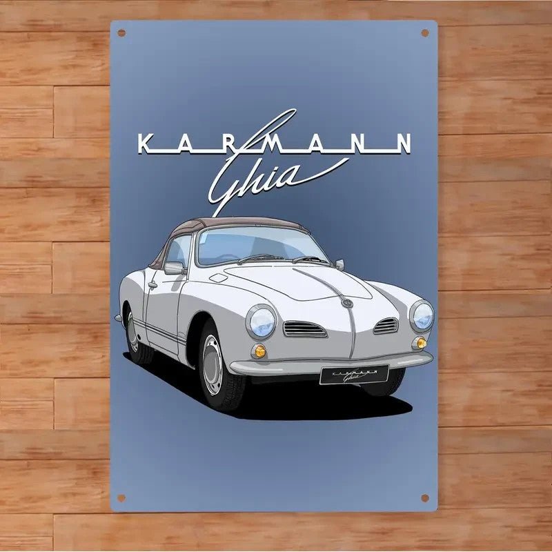 NEW VW Karmann Ghia Classic Car Metal Wall Art Sign - FranksFunkyStuff