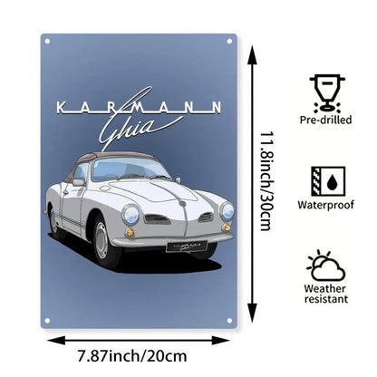NEW VW Karmann Ghia Classic Car Metal Wall Art Sign - FranksFunkyStuff