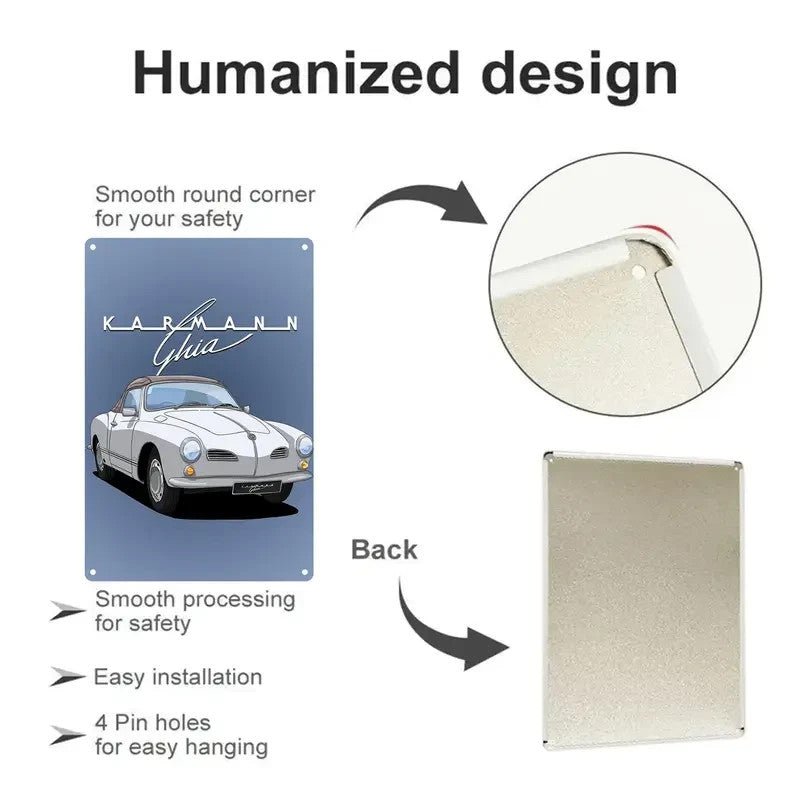 NEW VW Karmann Ghia Classic Car Metal Wall Art Sign - FranksFunkyStuff
