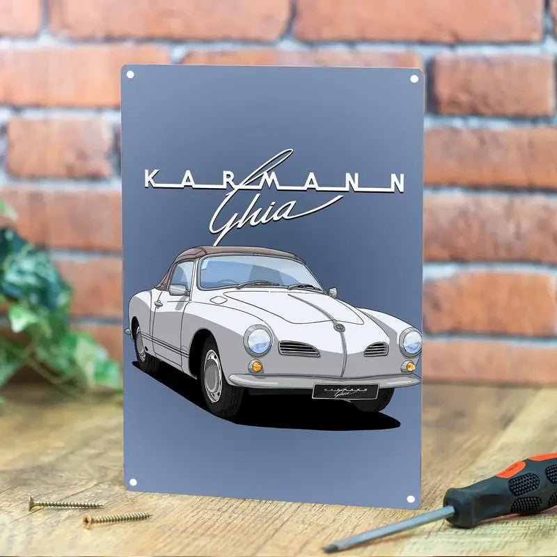 NEW VW Karmann Ghia Classic Car Metal Wall Art Sign - FranksFunkyStuff