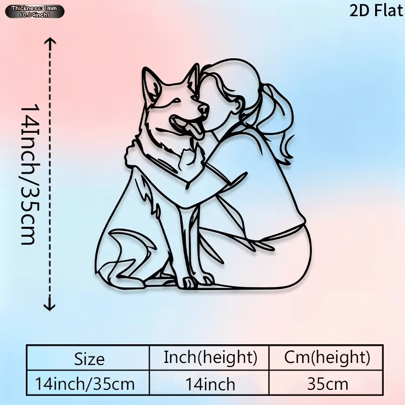 NEW Wall Sculptures, Girl Hugging Happy German Shepherd Metal Wall Art - FranksFunkyStuff