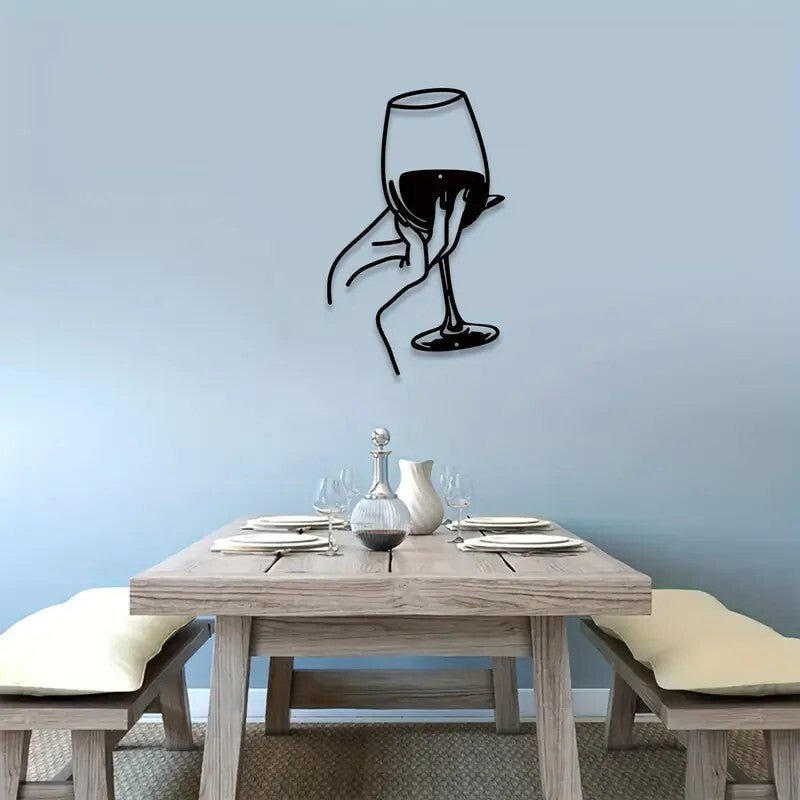 NEW Wine Glass Minimalist Silhouette Metal - FranksFunkyStuff