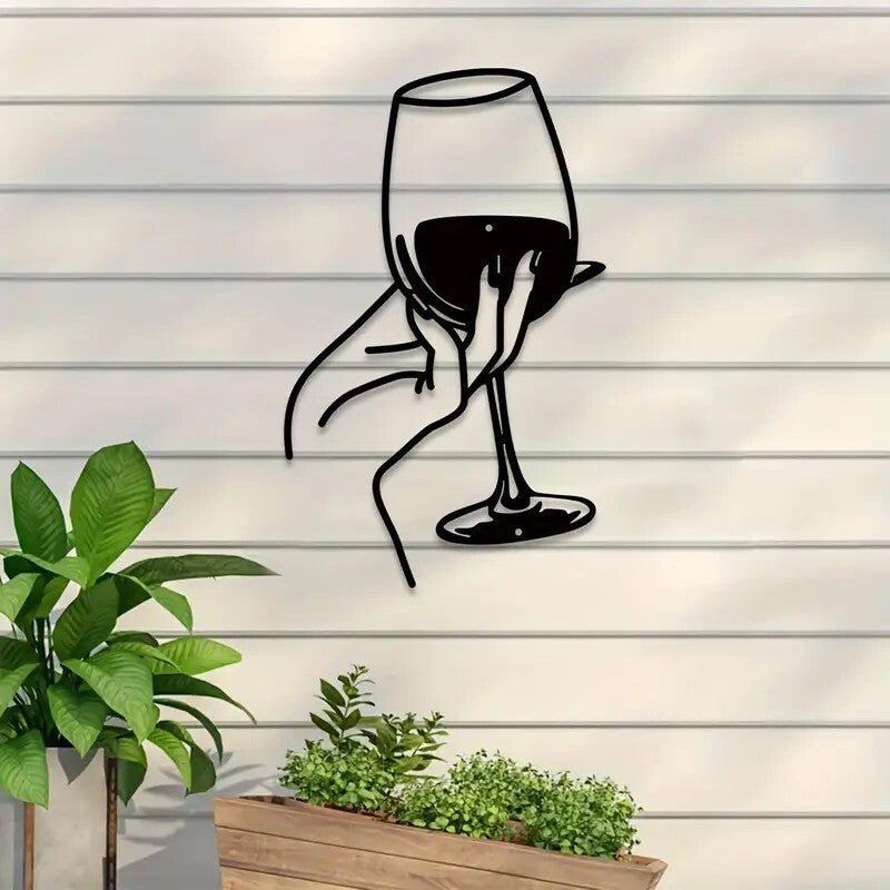 NEW Wine Glass Minimalist Silhouette Metal - FranksFunkyStuff