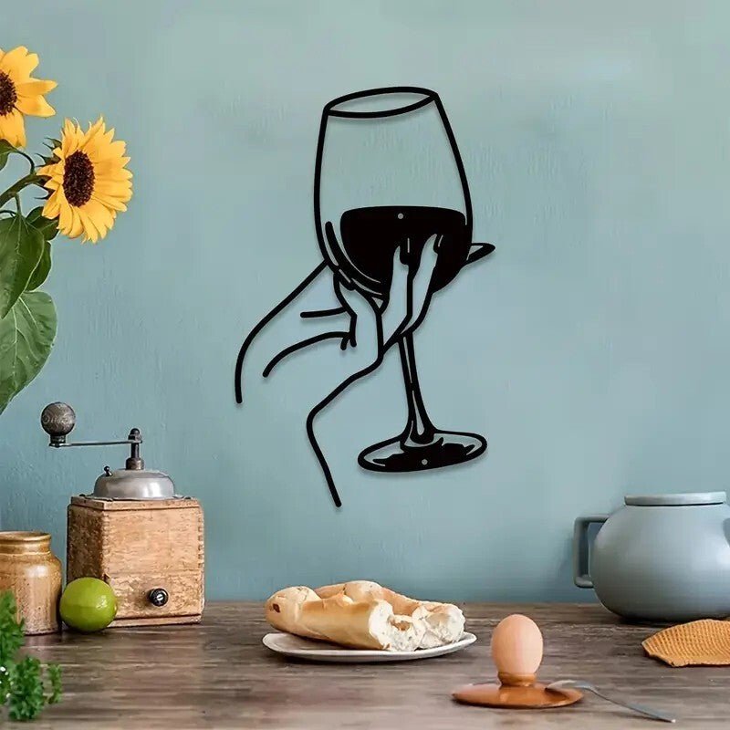 NEW Wine Glass Minimalist Silhouette Metal - FranksFunkyStuff