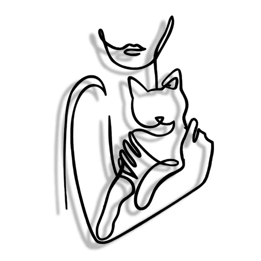 NEW Woman Holding Kitten metal Silhouette - FranksFunkyStuff