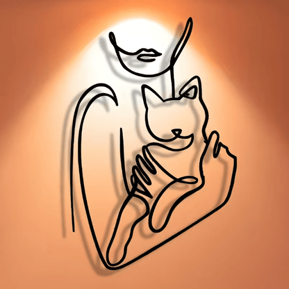 NEW Woman Holding Kitten metal Silhouette - FranksFunkyStuff