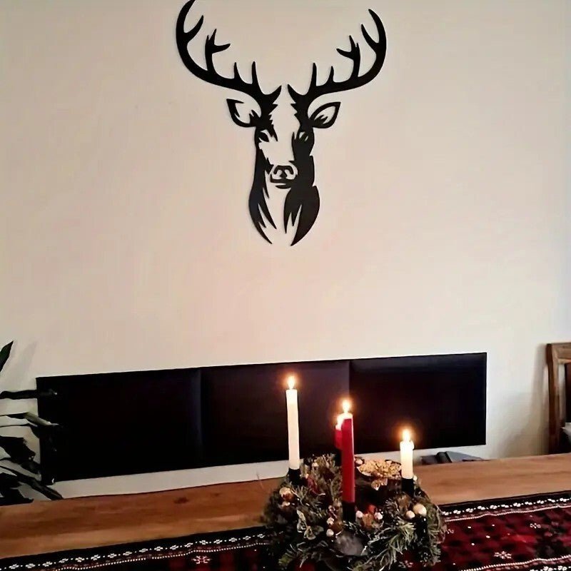 NEW X Large Deer Head Metal Silhouette W/Antlers - FranksFunkyStuff
