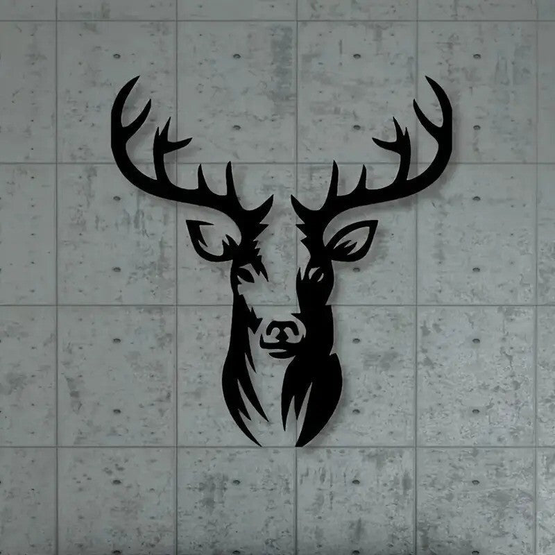 NEW X Large Deer Head Metal Silhouette W/Antlers - FranksFunkyStuff