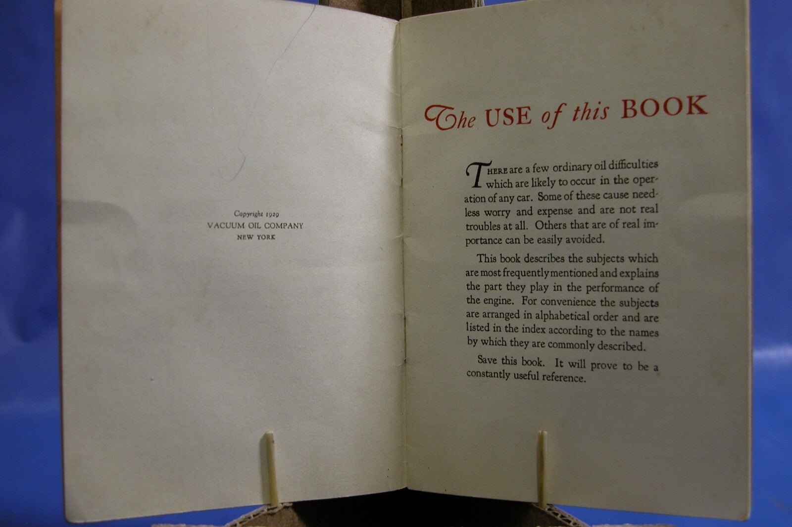 ORIGINAL 1929 Gargoyle/Mobiloil/Vacuum oil company Oil information book - FranksFunkyStuff