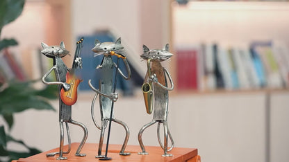 3 Piece Cat Band, Metal Sculptures