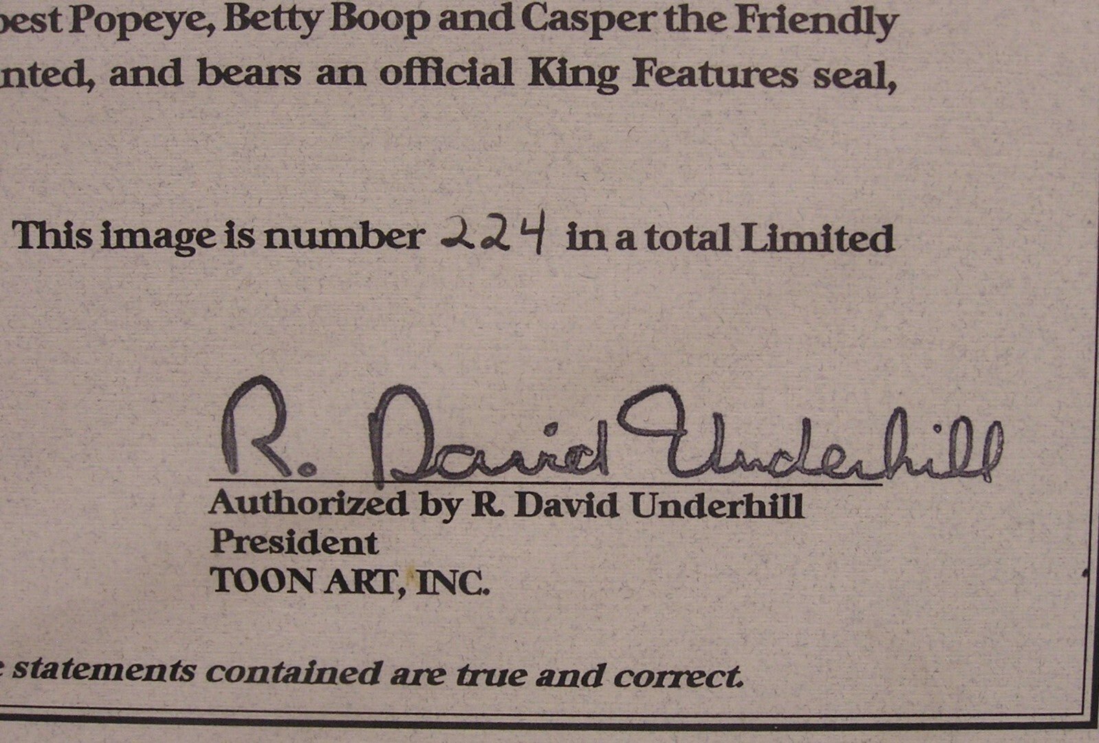 Rare 1994 Cel "No Cavities" Popeye & Olive Oyl signed by Myron Waldman with COA - FranksFunkyStuff