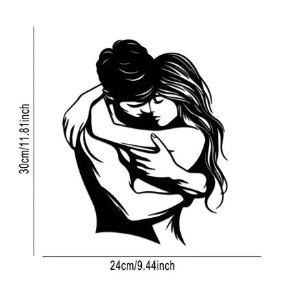 Sensual Couple Hugging Metal Wall Art - Modern Iron Silhouette - FranksFunkyStuff